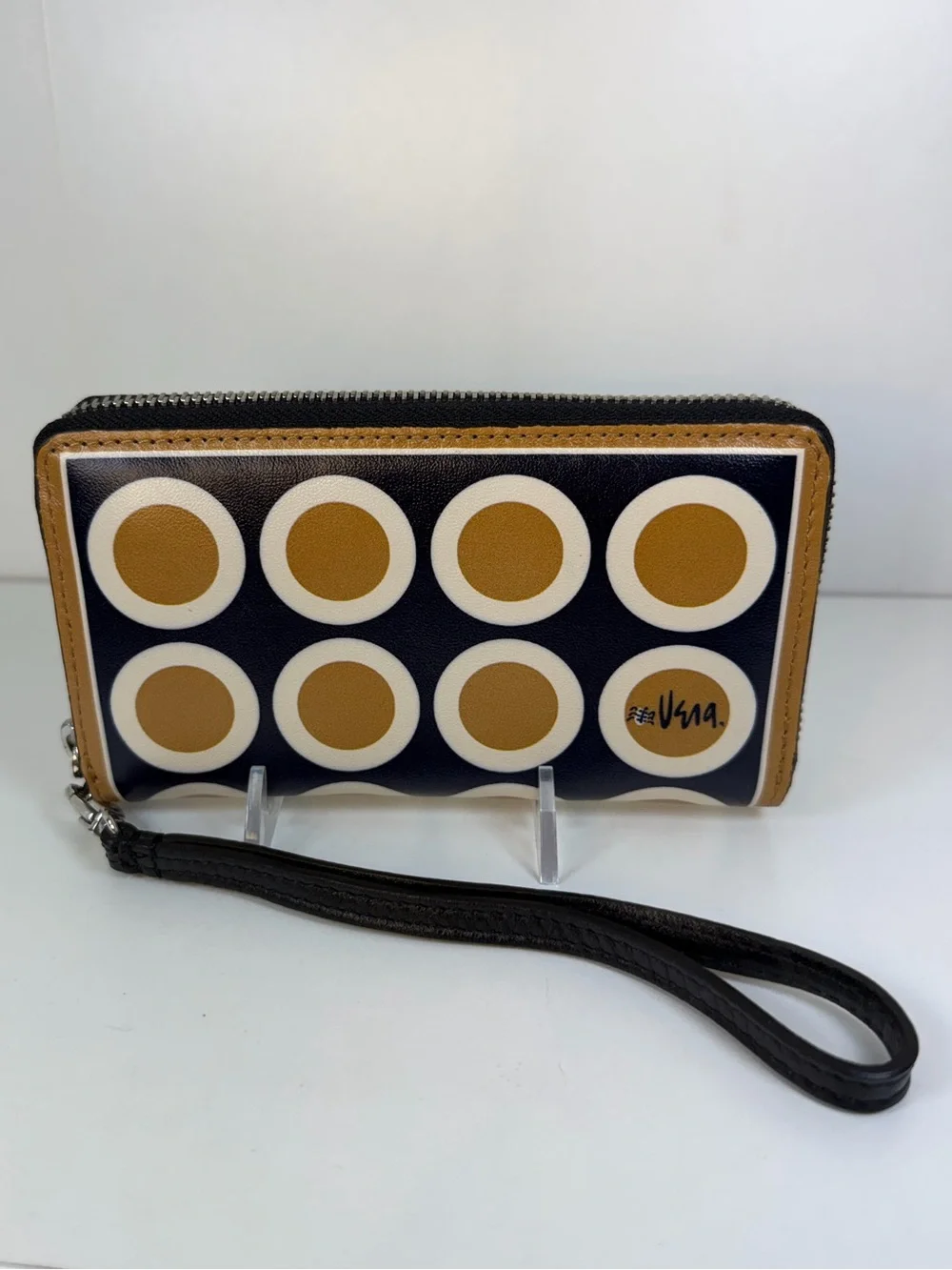 Brighton Vera Neumann wristlet wallet Gold, navey and off white